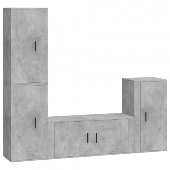 Ensemble de meubles TV 4 pcs Gris béton Bois d'ingénierie