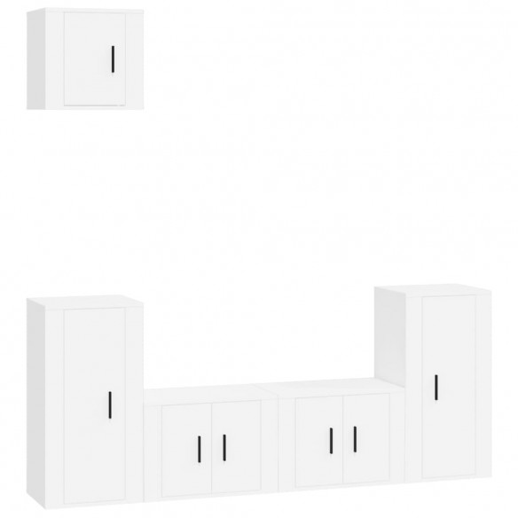 Ensemble de meubles TV 5 pcs Blanc Bois d'ingénierie