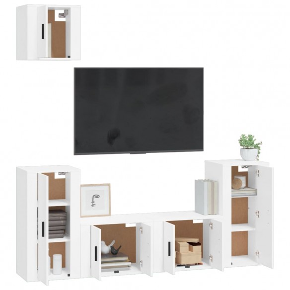 Ensemble de meubles TV 5 pcs Blanc Bois d'ingénierie