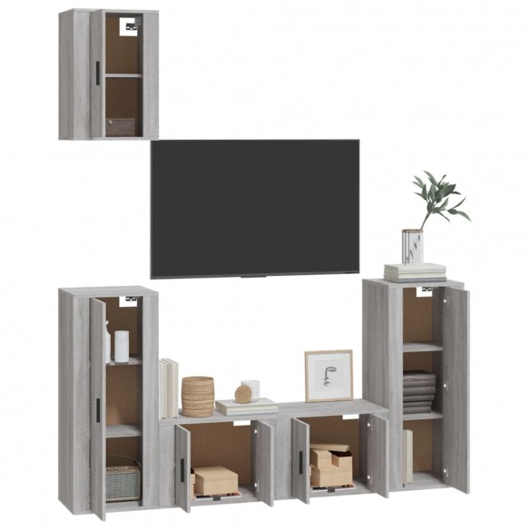 Ensemble de meubles TV 5 pcs Sonoma gris Bois d'ingénierie