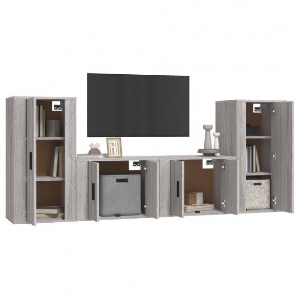 Ensemble de meubles TV 4 pcs Sonoma gris Bois d'ingénierie