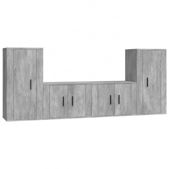 Ensemble de meubles TV 4 pcs Gris béton Bois d'ingénierie