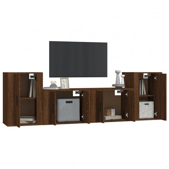 Ensemble de meubles TV 4 pcs Chêne marron Bois d'ingénierie