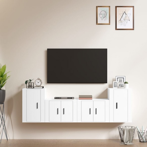 Ensemble de meubles TV 4 pcs Blanc Bois d'ingénierie