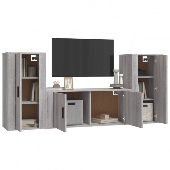 Ensemble de meubles TV 3 pcs Sonoma gris Bois d'ingénierie