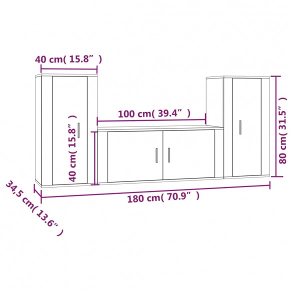 Ensemble de meubles TV 3 pcs Sonoma gris Bois d'ingénierie