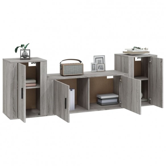 Ensemble de meubles TV 3 pcs Sonoma gris Bois d'ingénierie