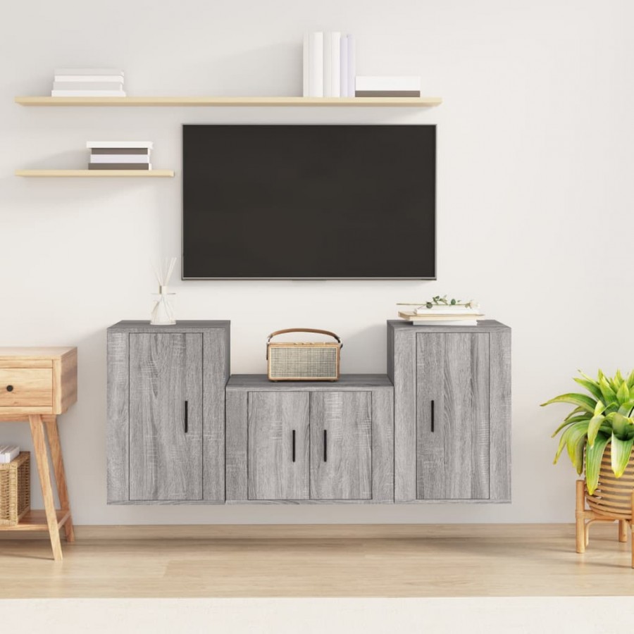 Ensemble de meubles TV 3 pcs Sonoma gris Bois d'ingénierie