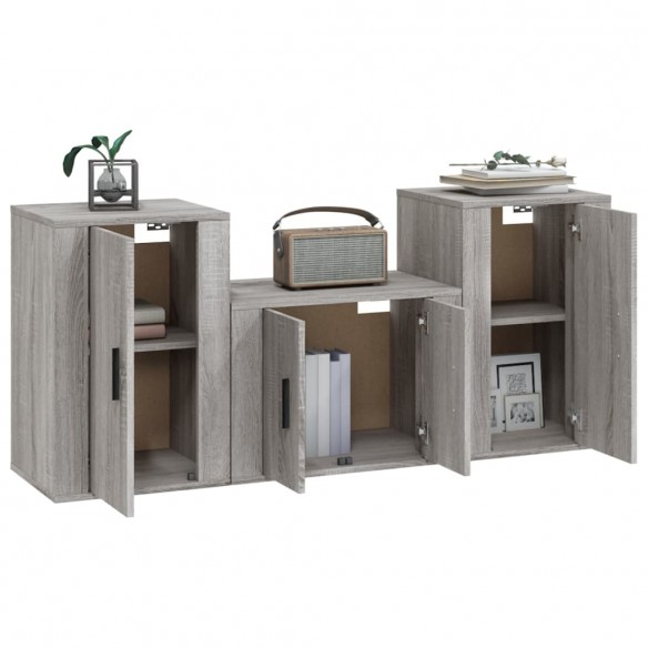 Ensemble de meubles TV 3 pcs Sonoma gris Bois d'ingénierie