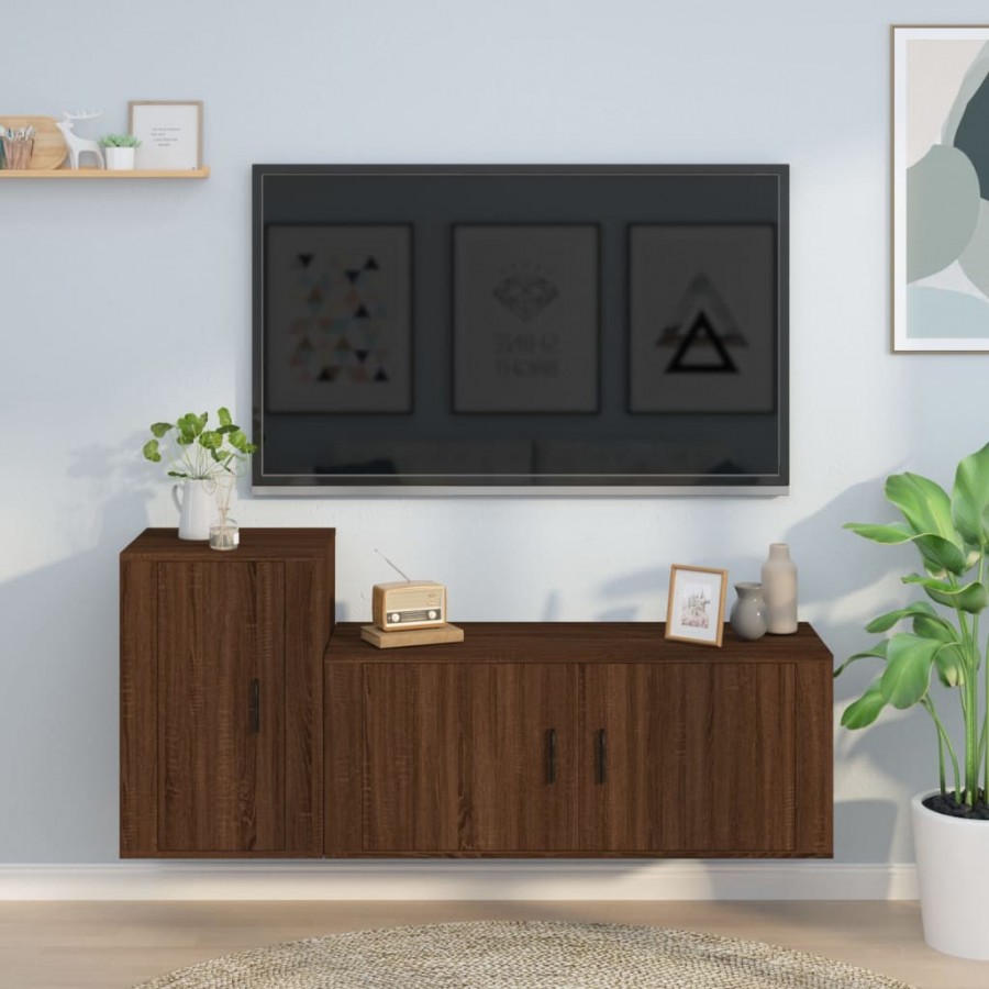 Ensemble de meubles TV 2 pcs Chêne marron Bois d'ingénierie