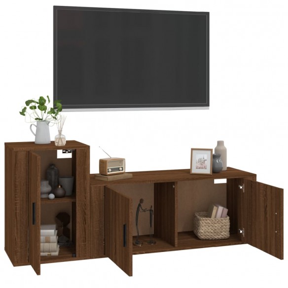 Ensemble de meubles TV 2 pcs Chêne marron Bois d'ingénierie