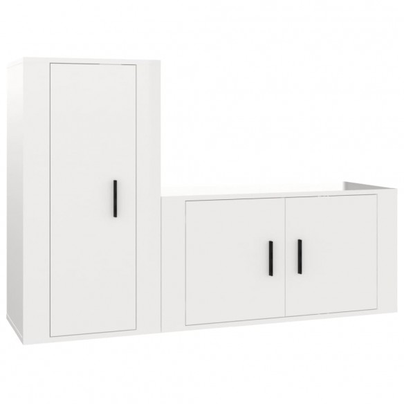 Ensemble de meubles TV 2 pcs blanc brillant bois d'ingénierie