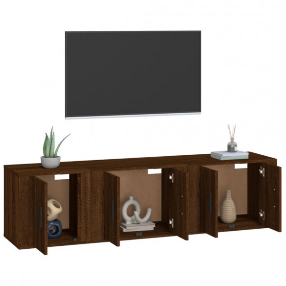 Ensemble de meubles TV 3 pcs Chêne marron Bois d'ingénierie