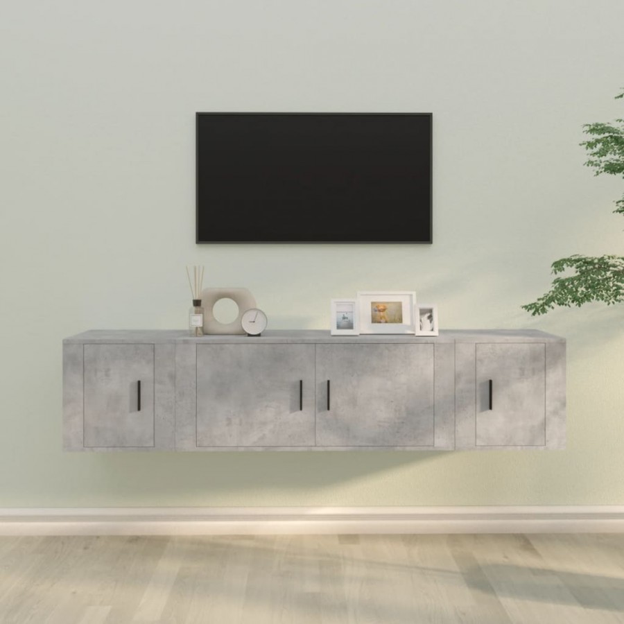 Ensemble de meubles TV 3 pcs Gris béton Bois d'ingénierie