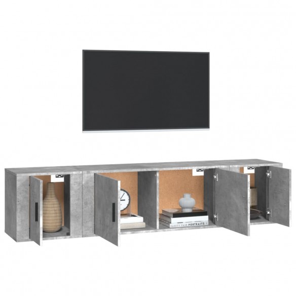 Ensemble de meubles TV 3 pcs Gris béton Bois d'ingénierie