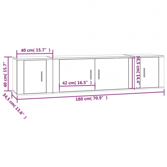 Ensemble de meubles TV 3 pcs Gris béton Bois d'ingénierie