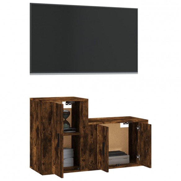 Ensemble de meubles TV 2 pcs Chêne fumé Bois d'ingénierie