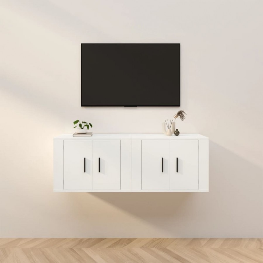 Meubles TV muraux 2 pcs blanc 57x34,5x40 cm