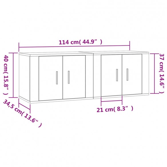 Meubles TV muraux 2 pcs blanc 57x34,5x40 cm