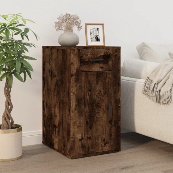 Bureau avec armoire chêne fumé bois d'ingénierie