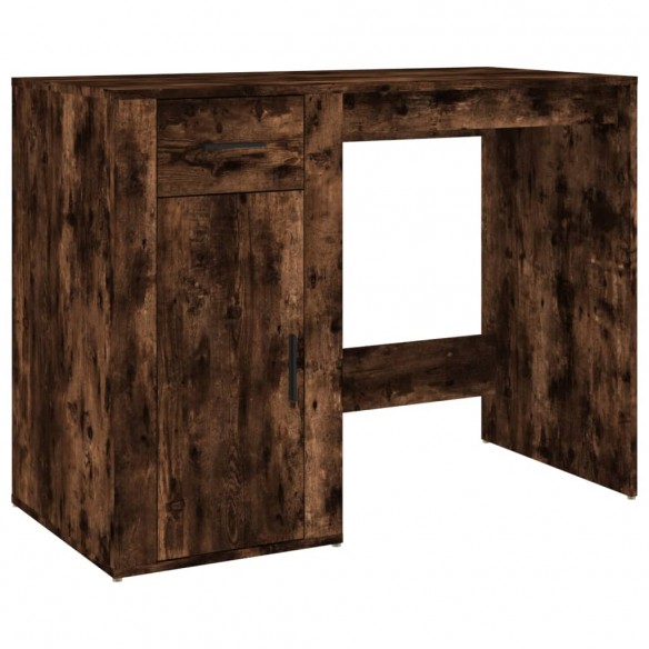 Bureau avec armoire chêne fumé bois d'ingénierie