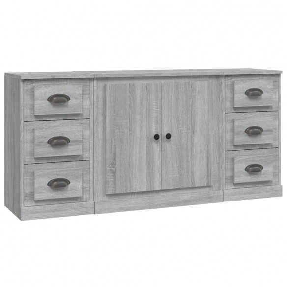 Buffets 3 pcs Sonoma gris Bois d'ingénierie