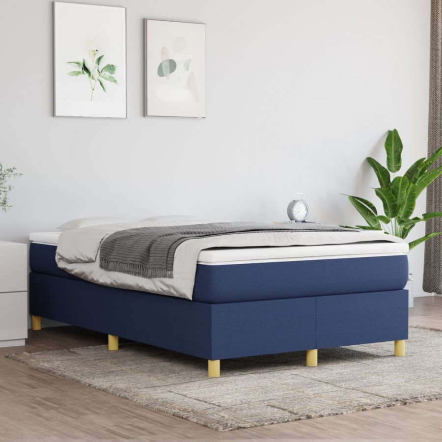 Cadre de lit avec matelas Bleu 120x200 cm Tissu