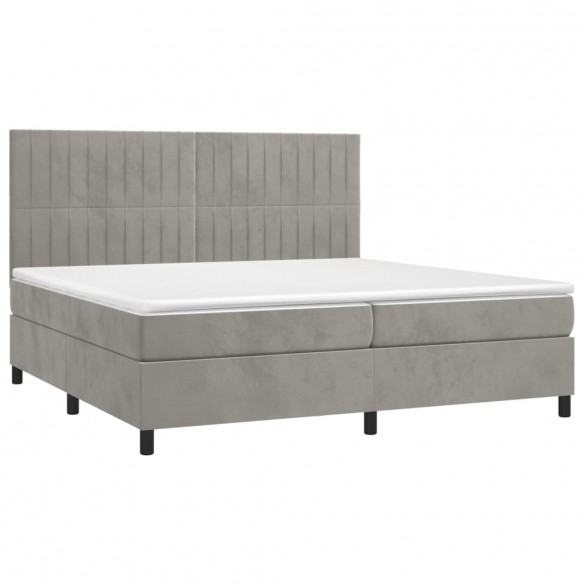 Cadre de lit et matelas Gris clair 200x200cm Velours