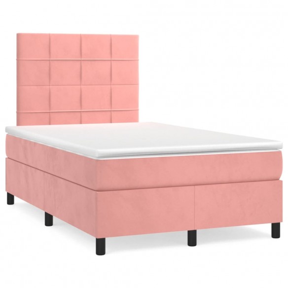 Cadre de lit avec matelas Rose 120x200 cm Velours