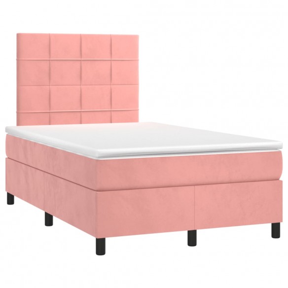 Cadre de lit avec matelas Rose 120x200 cm Velours