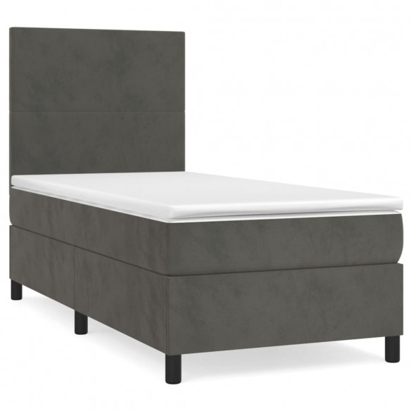 Cadre de lit avec matelas Gris foncé 100x200 cm