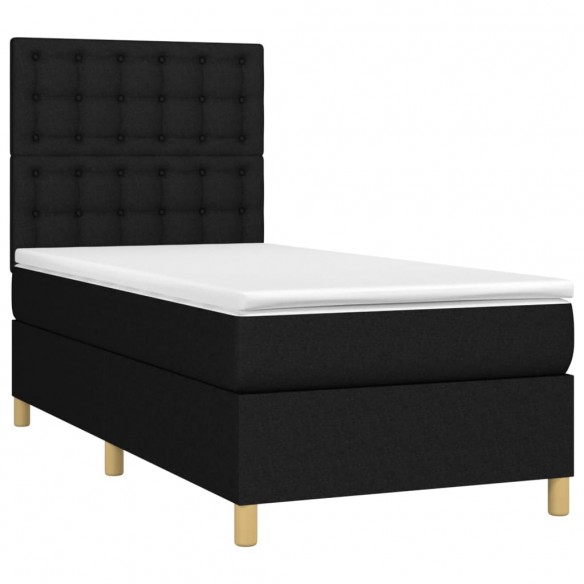 Cadre de lit avec matelas Noir 100x200 cm Tissu