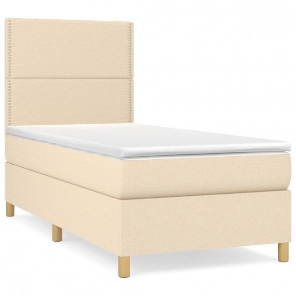 Cadre de lit avec matelas Crème 80x200 cm Tissu