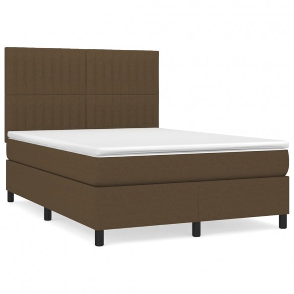 Cadre de lit avec matelas Marron foncé 140x190 cm