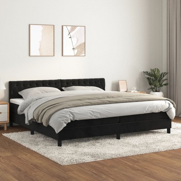 Cadre de lit et matelas Noir 200x200 cm Velours