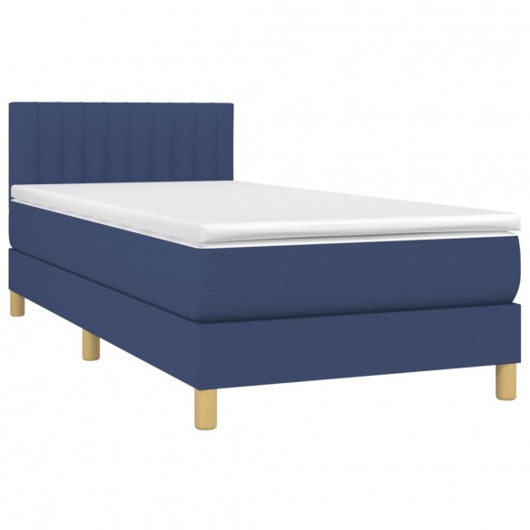 Cadre de lit avec matelas Bleu 80x200 cm Tissu