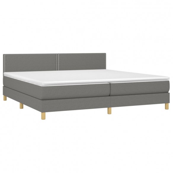 Cadre de lit avec matelas Gris foncé 200x200cm Tissu