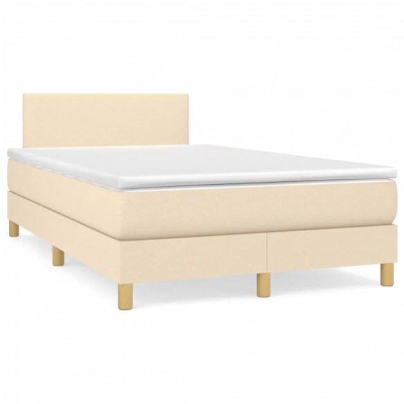 Cadre de lit avec matelas Crème 120x200 cm Tissu