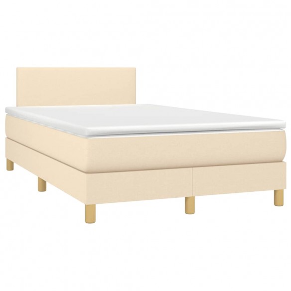 Cadre de lit avec matelas Crème 120x200 cm Tissu