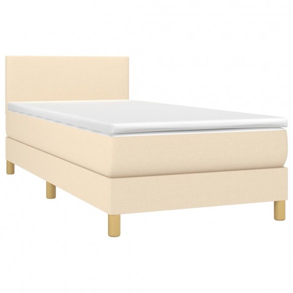 Cadre de lit avec matelas Crème 100x200 cm Tissu