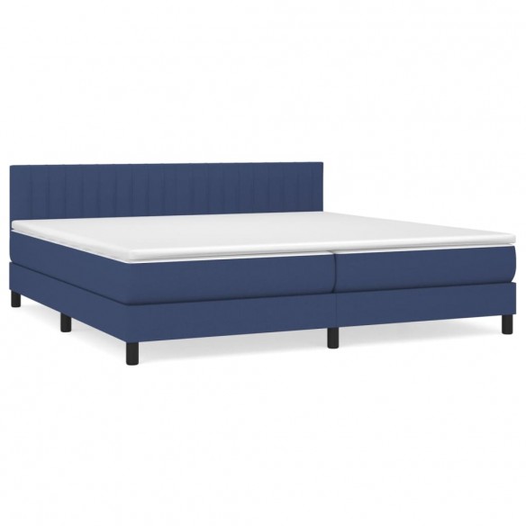 Cadre de lit avec matelas Bleu 200x200 cm Tissu