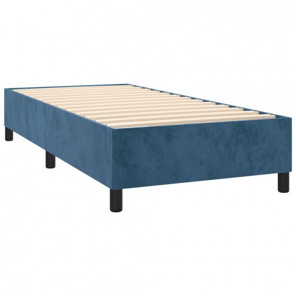 Cadre de lit matelas et LED Bleu foncé 100x200 cm