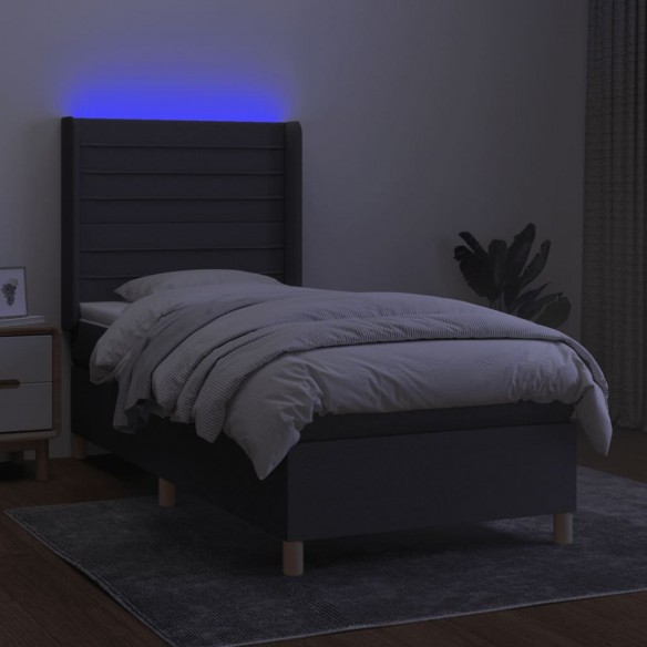 Cadre de lit matelas LED Gris foncé 80x200cm Tissu