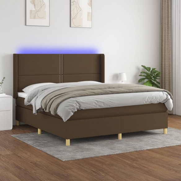 Cadre de lit matelas et LED Marron foncé 160x200 cm