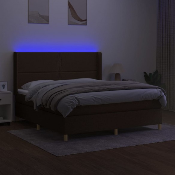 Cadre de lit matelas et LED Marron foncé 160x200 cm