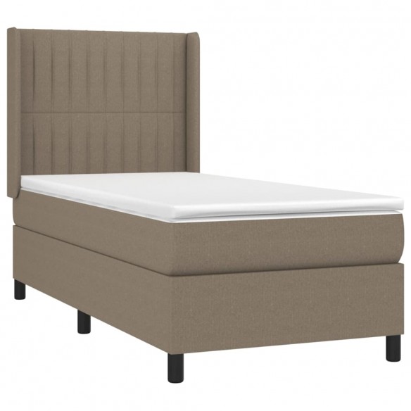 Cadre de lit matelas et LED Taupe 100x200 cm Tissu