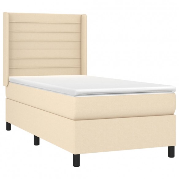 Cadre de lit matelas et LED Crème 90x200 cm Tissu