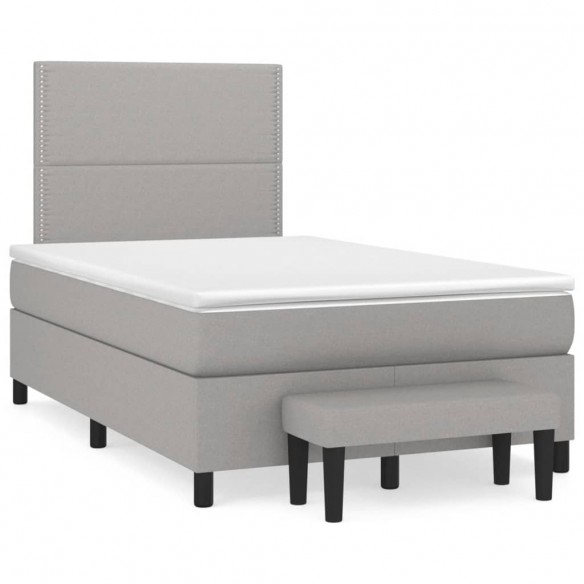 Cadre de lit avec matelas Gris clair 120x200cm Tissu