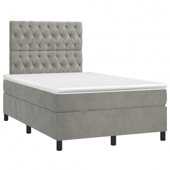 Cadre de lit matelas et LED Gris clair 120x200 cm