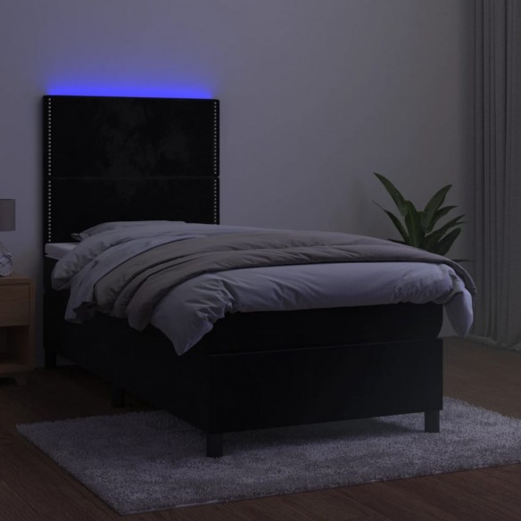 Cadre de lit avec matelas LED Noir 80x200 cm Velours